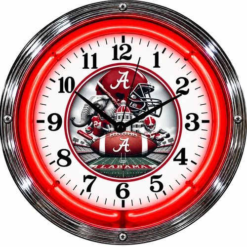 Alabama Crimson Tide neon clock