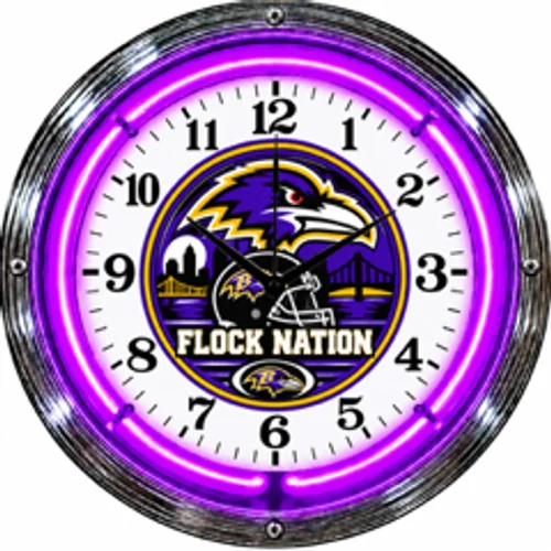 Baltimore Ravens neon clock