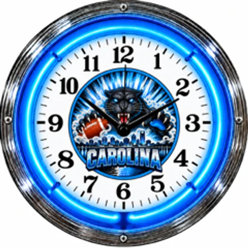Carolina Panthers neon clock