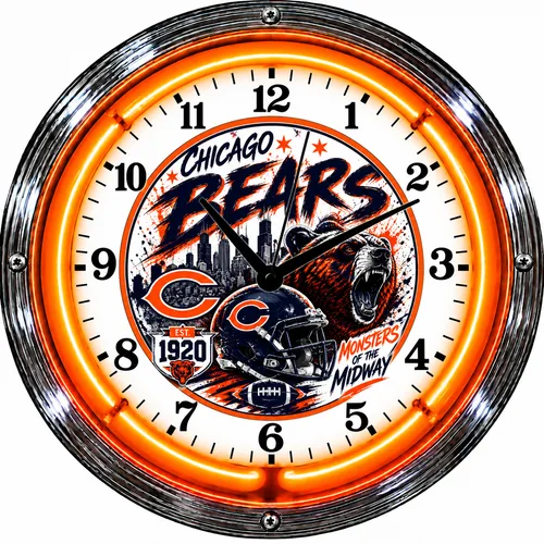 Chicago Bears neon clock