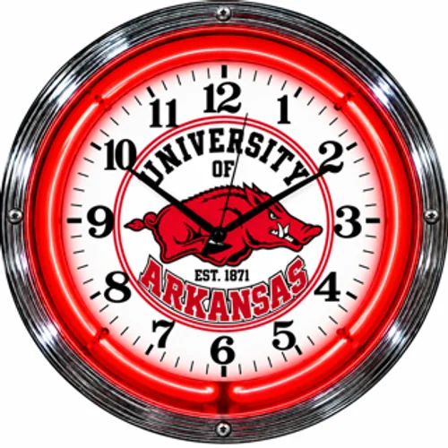 Arkansas Razorbacks neon clock