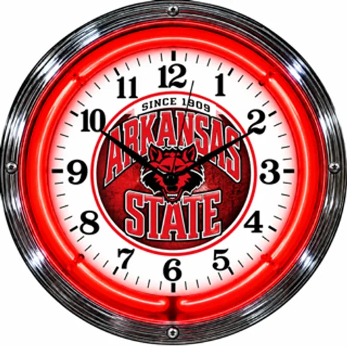 Arkansas State Red Wolves neon clock