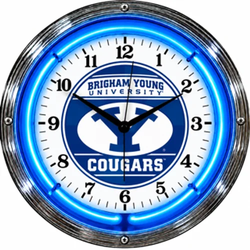 BYU Cougars neon clock