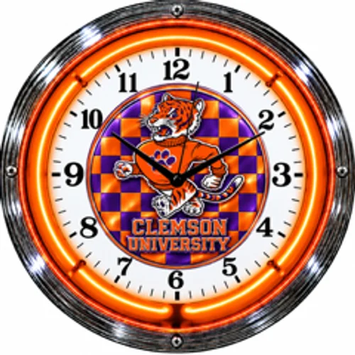 Clemson Tigers neon clock
