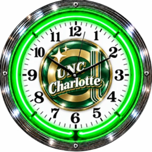 Charlotte 49ers neon clock