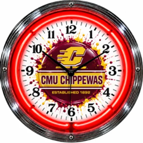 Central Michigan Chippewas neon clock