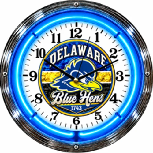 Delaware Blue Hens neon clock
