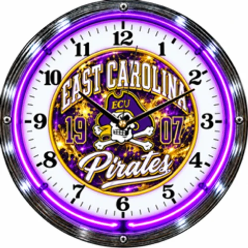 East Carolina Pirates neon clock