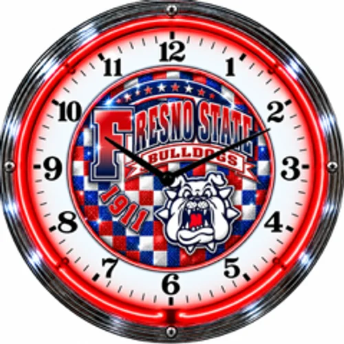 Fresno State Bulldogs neon clock