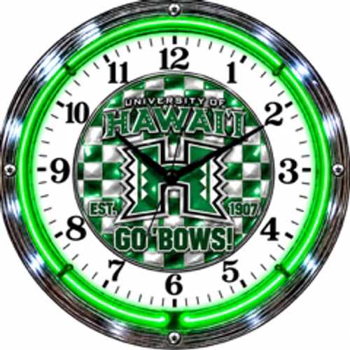 Hawai'i Rainbow Warriors neon clock