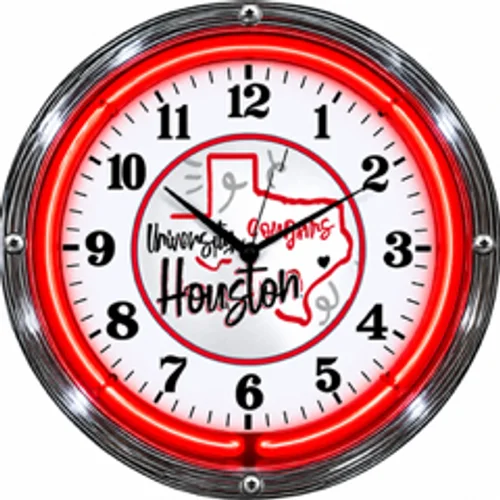 Houston Cougars neon clock