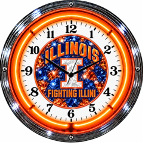 Illinois Fighting Illini neon clock
