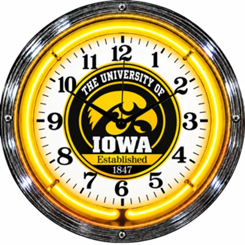 Iowa Hawkeyes neon clock