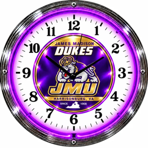 James Madison Dukes neon clock