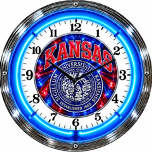 Kansas Jayhawks neon clock