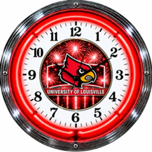 Louisville Cardinals neon clock