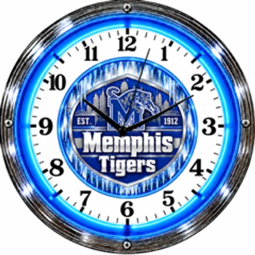 Memphis Tigers neon clock
