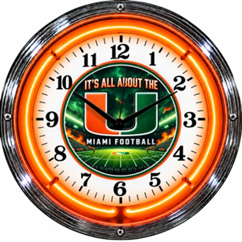 Miami Hurricanes neon clock