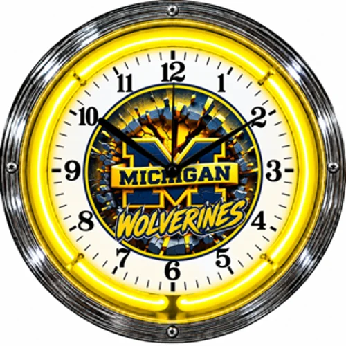 Michigan Wolverines neon clock