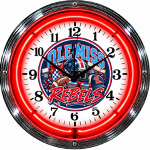 Ole Miss Rebels neon clock