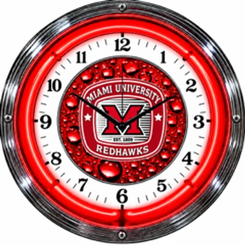 Miami (OH) RedHawks neon clock
