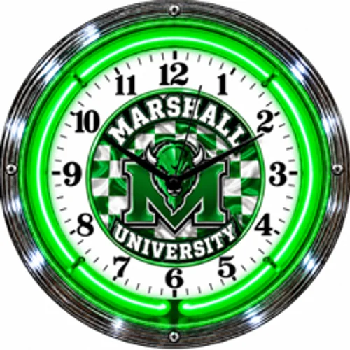 Marshall Thundering Herd neon clock