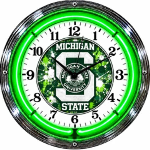 Michigan State Spartans neon clock