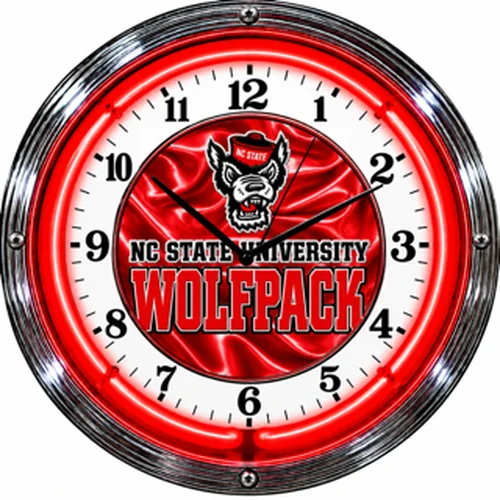 NC State Wolfpack neon clock