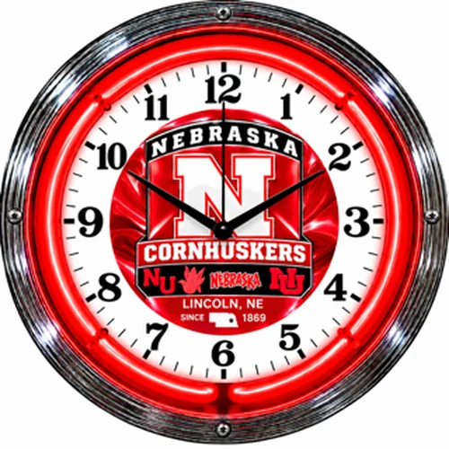 Nebraska Cornhuskers neon clock