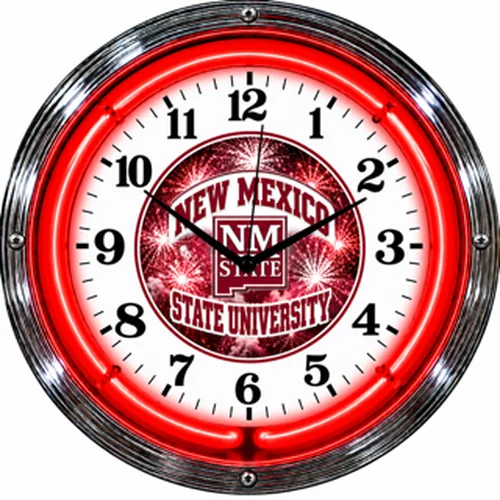 New Mexico State Aggies neon clock