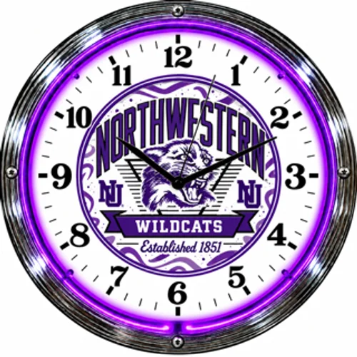 Northwestern Wildcats neon clock