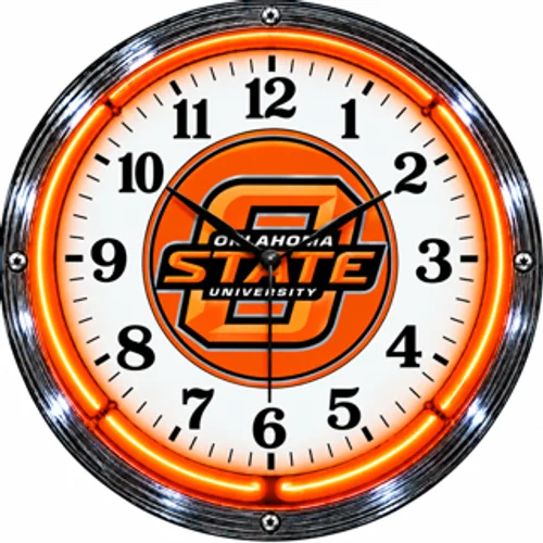 Oklahoma State Cowboys neon clock