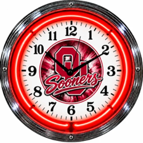 Oklahoma Sooners neon clock