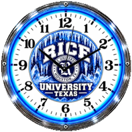Rice Owls neon clock