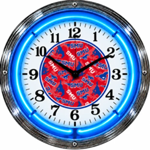 SMU Mustangs neon clock