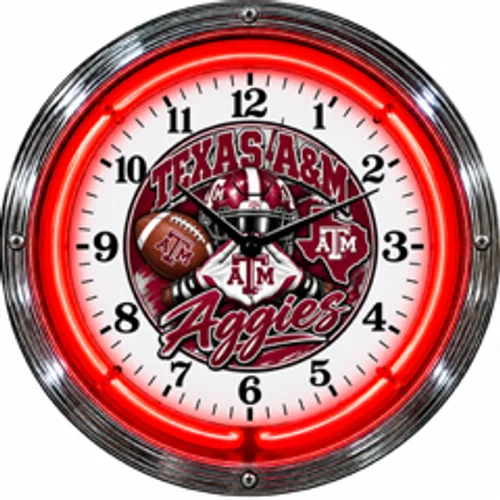 Texas A&M Aggies neon clock