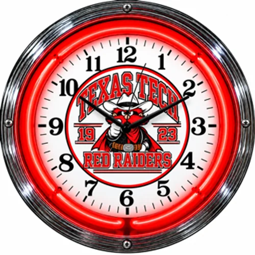 Texas Tech Red Raiders neon clock