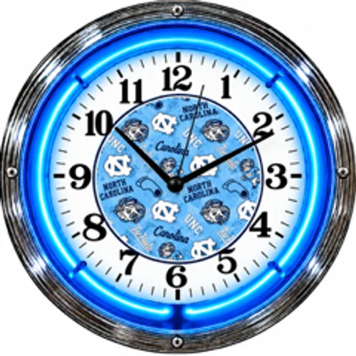 North Carolina Tar Heels neon clock