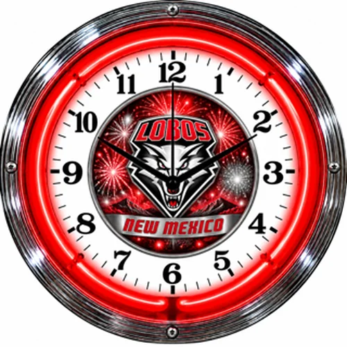New Mexico Lobos neon clock