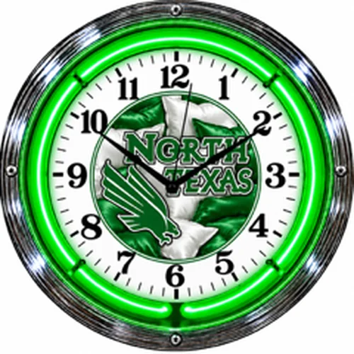 North Texas Mean Green neon clock