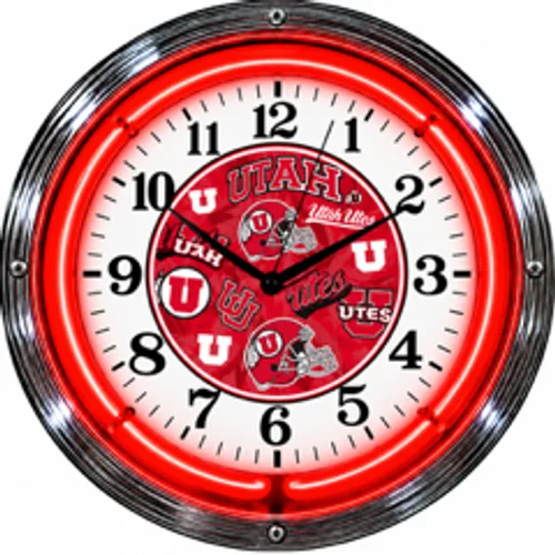 Utah Utes neon clock