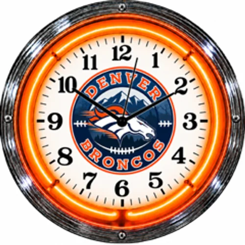 Denver Broncos neon clock