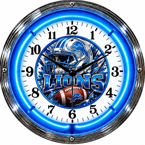 Detroit Lions neon clock