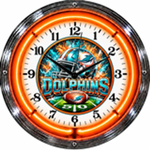 Miami Dolphins neon clock