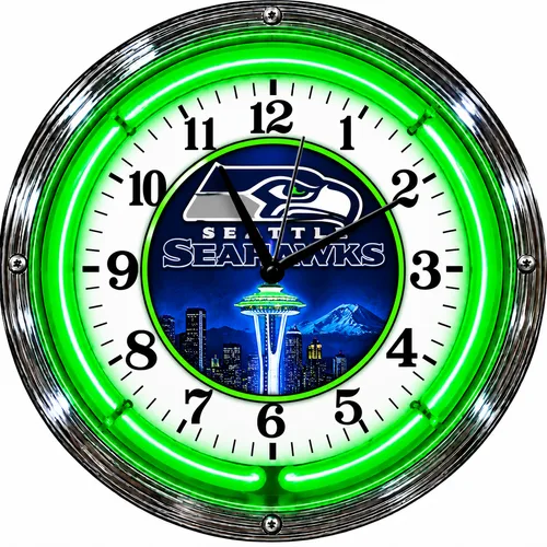 Seattle Seahawks neon clock